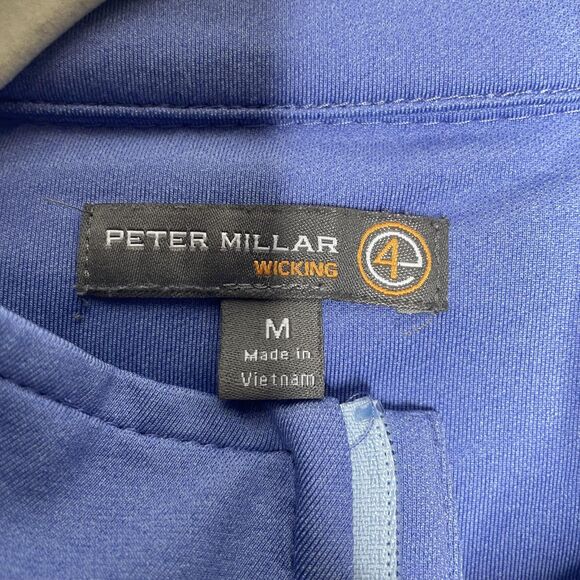 Peter Millar Pullover Mens Medium Quarter Zip Performance Golf Stretch Blue - Picture 2 of 11